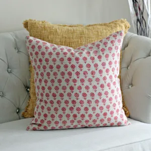 25 Lea Linen Hand Block Printed Cushion Cover | Handmade Decorative Pillow, 20x20"