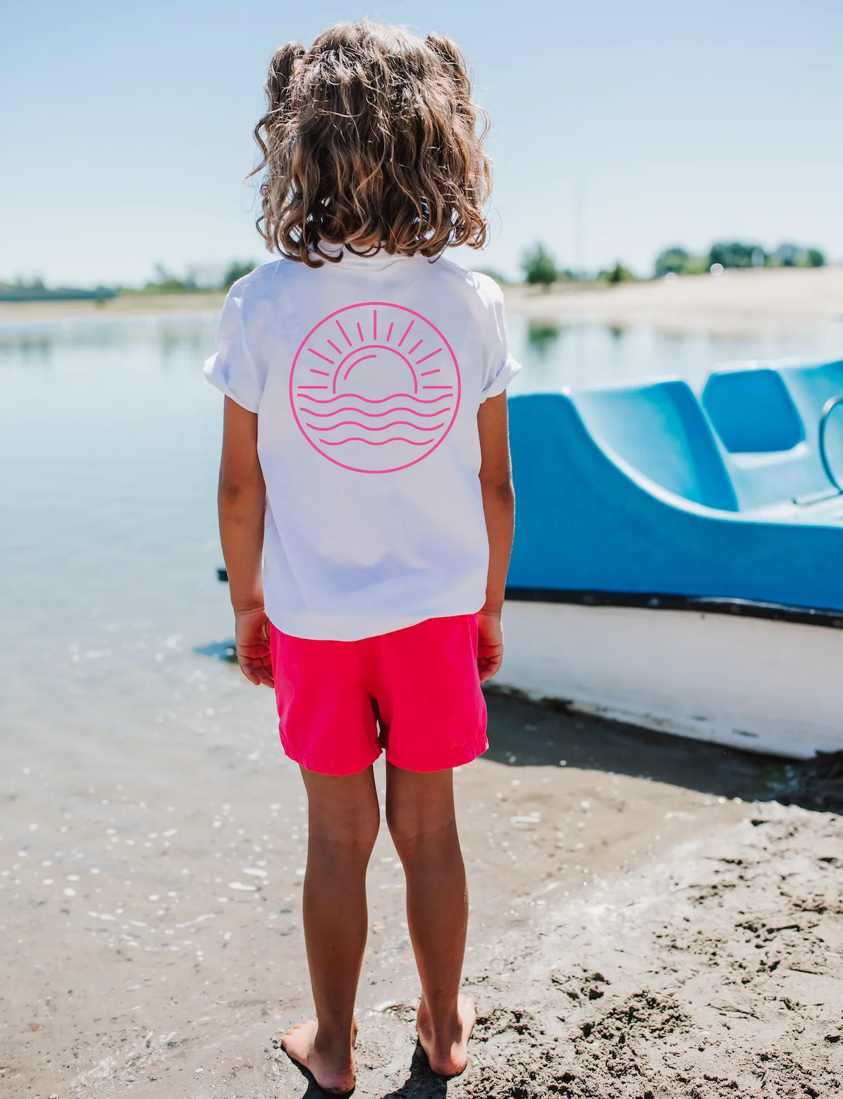 BEACH BUM DESIGN FRONT / OCEAN SUNSET BACK - Short Sleeve Child Shirt