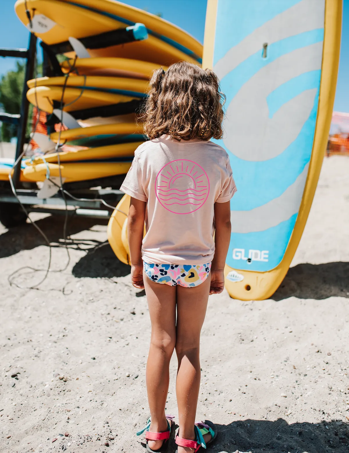 BEACH BUM DESIGN FRONT / OCEAN SUNSET BACK - Short Sleeve Child Shirt