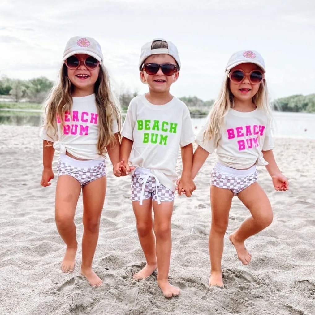 BEACH BUM DESIGN FRONT / OCEAN SUNSET BACK - Short Sleeve Child Shirt