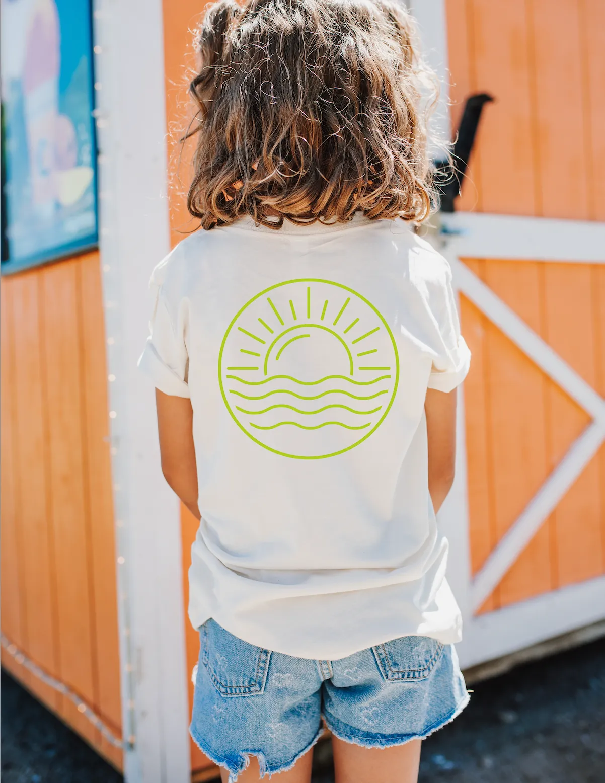 BEACH BUM DESIGN FRONT / OCEAN SUNSET BACK - Short Sleeve Child Shirt