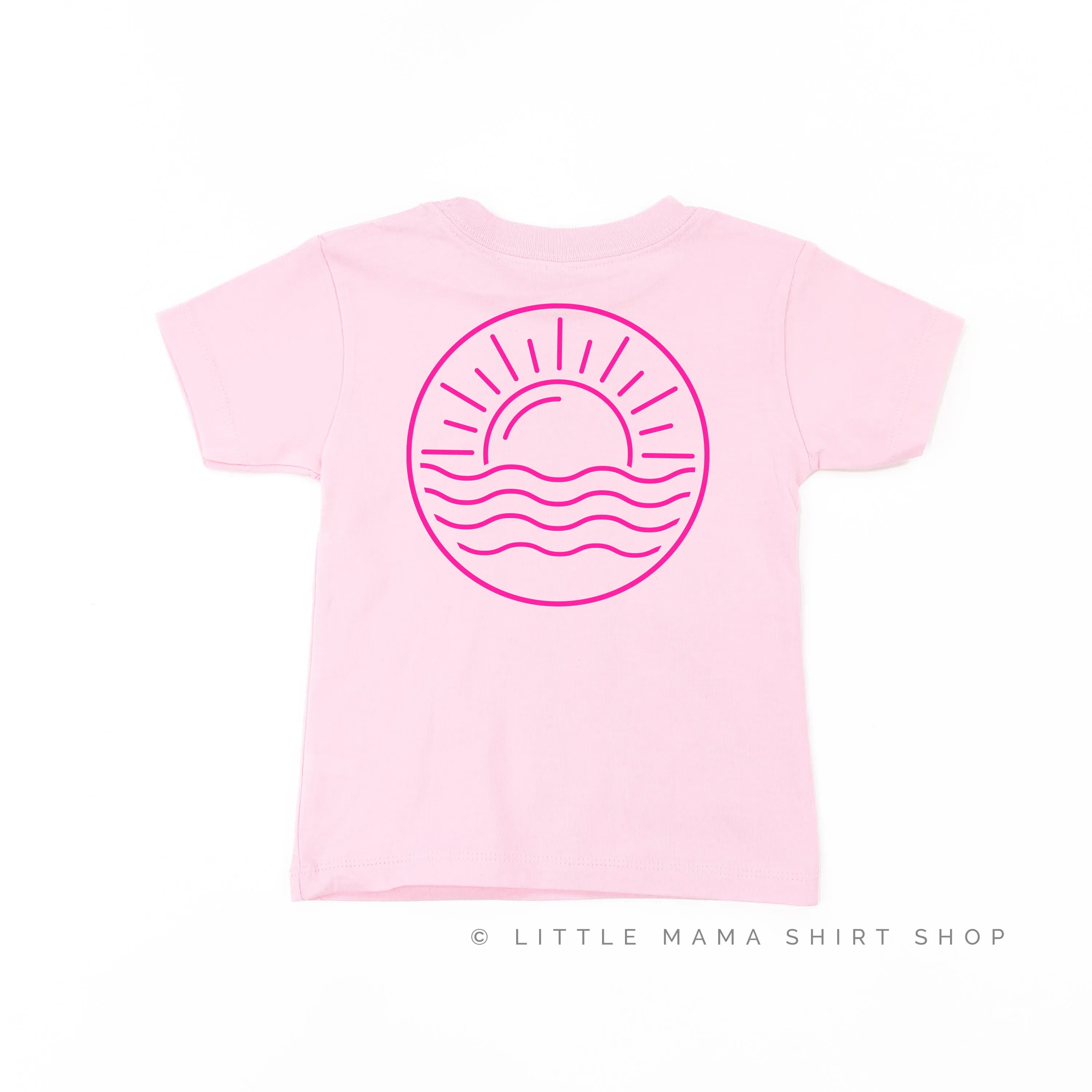 BEACH BUM DESIGN FRONT / OCEAN SUNSET BACK - Short Sleeve Child Shirt