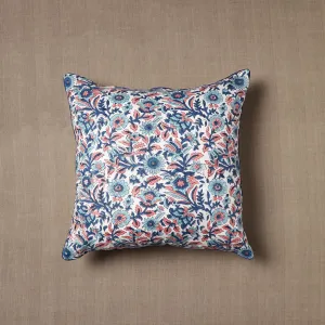 Blue - Sanganeri Block Print Cotton Cushion Cover (16 x 16 in) 14