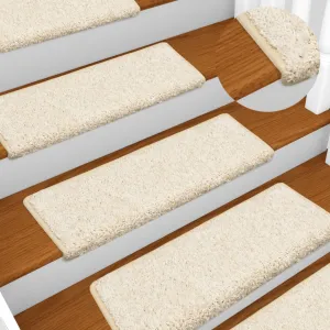 Carpet Stair Treads 15 pcs 65x21x4 cm White