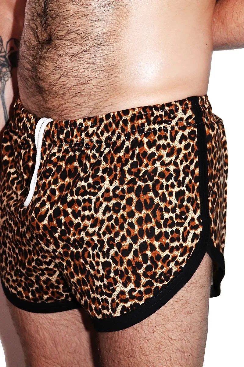 Cheetah Please Running Shorts-Black