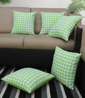 Cotton Gingham Check Green Cushion Covers