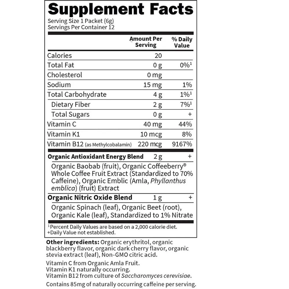 Garden of Life Sport Organic Plant-Based Energy   Focus 12 Count