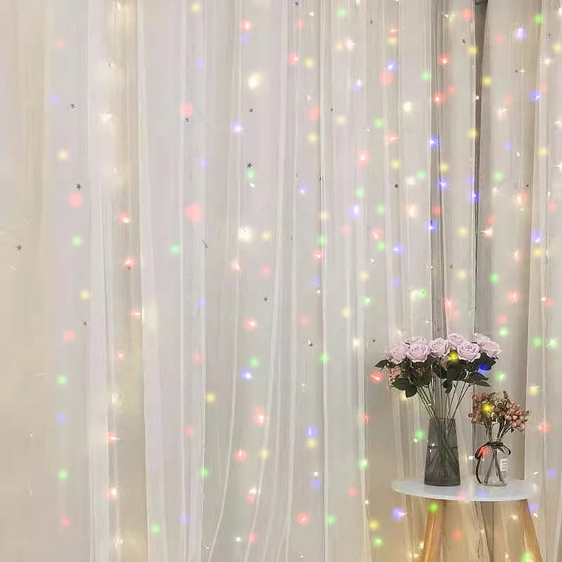 Garland Curtain for Room New Year's Wedding Christmas Lights Decorations Curtains For Home Festoon Led Light Decor Fairy Lights