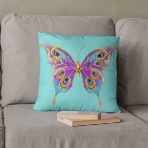 Gold butterfly blue cushion covers