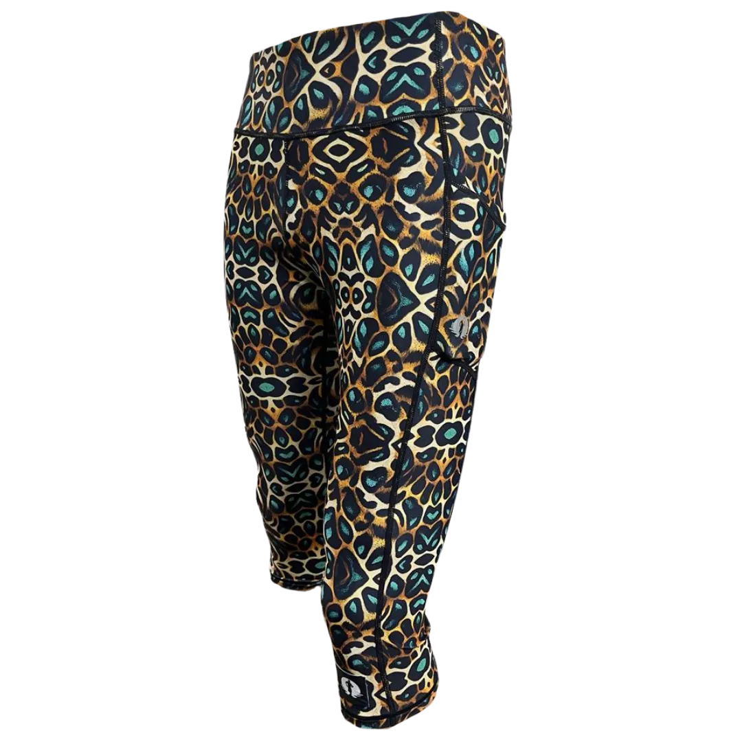 High Waist Funky 3/4 Leggings - Eye of the Tiger