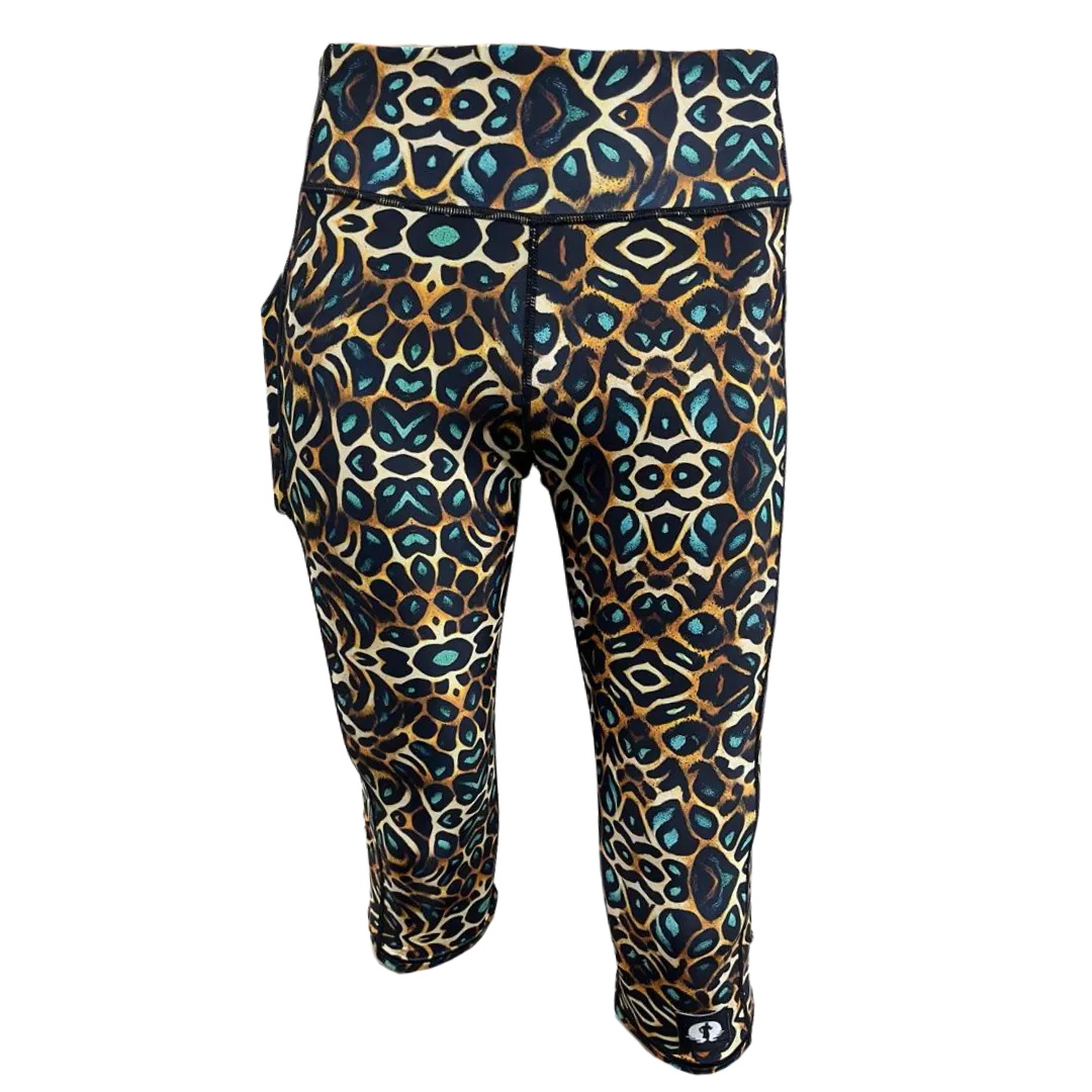 High Waist Funky 3/4 Leggings - Eye of the Tiger