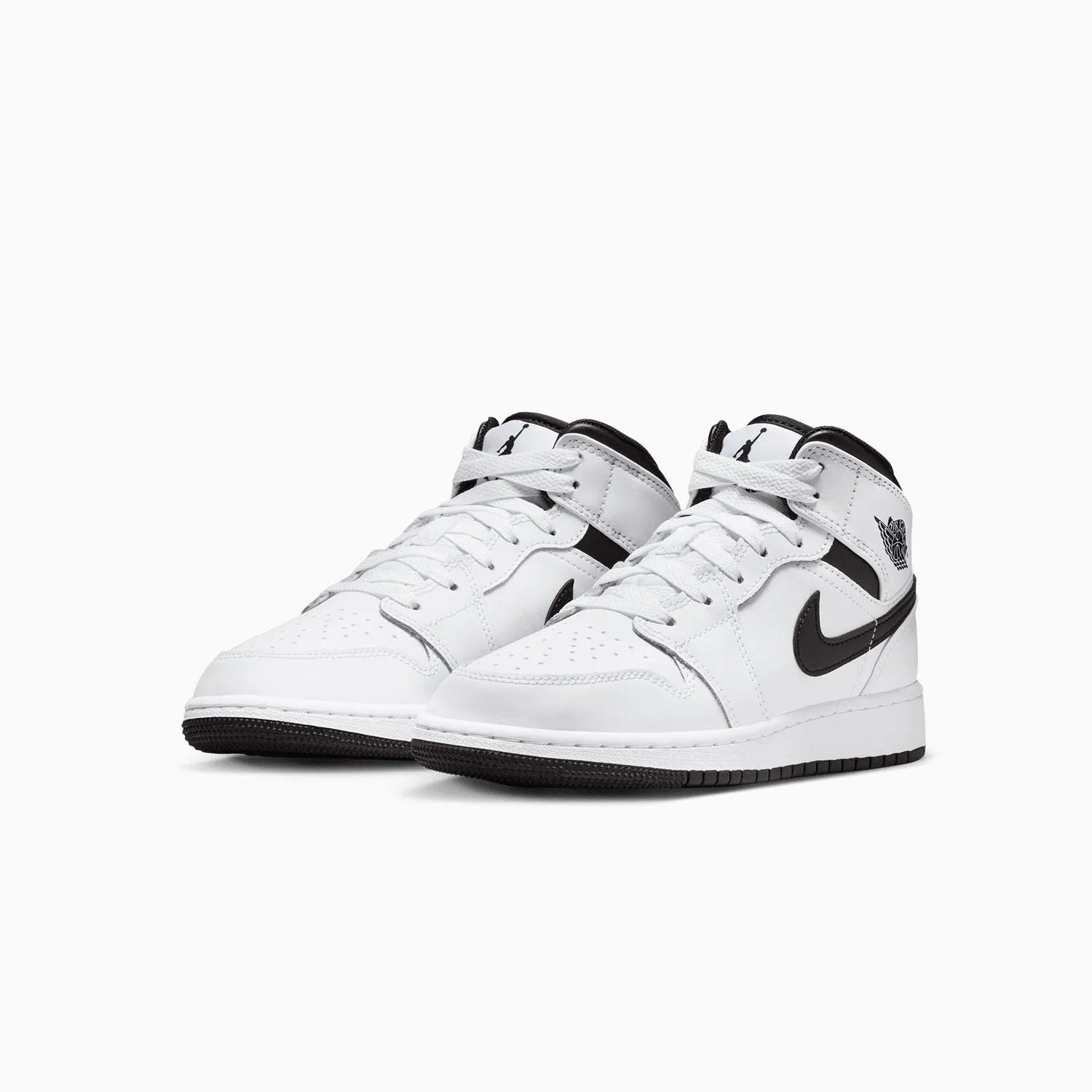 Kid's Air Jordan 1 Mid "White Black" Grade School