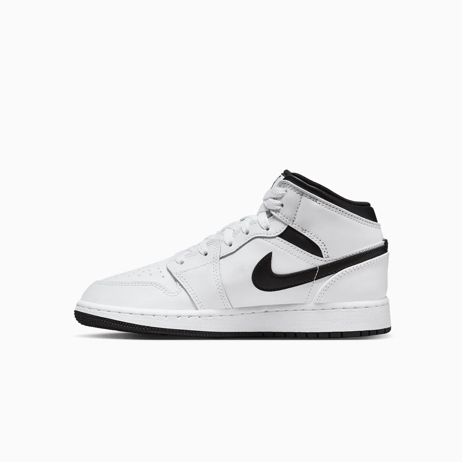 Kid's Air Jordan 1 Mid "White Black" Grade School