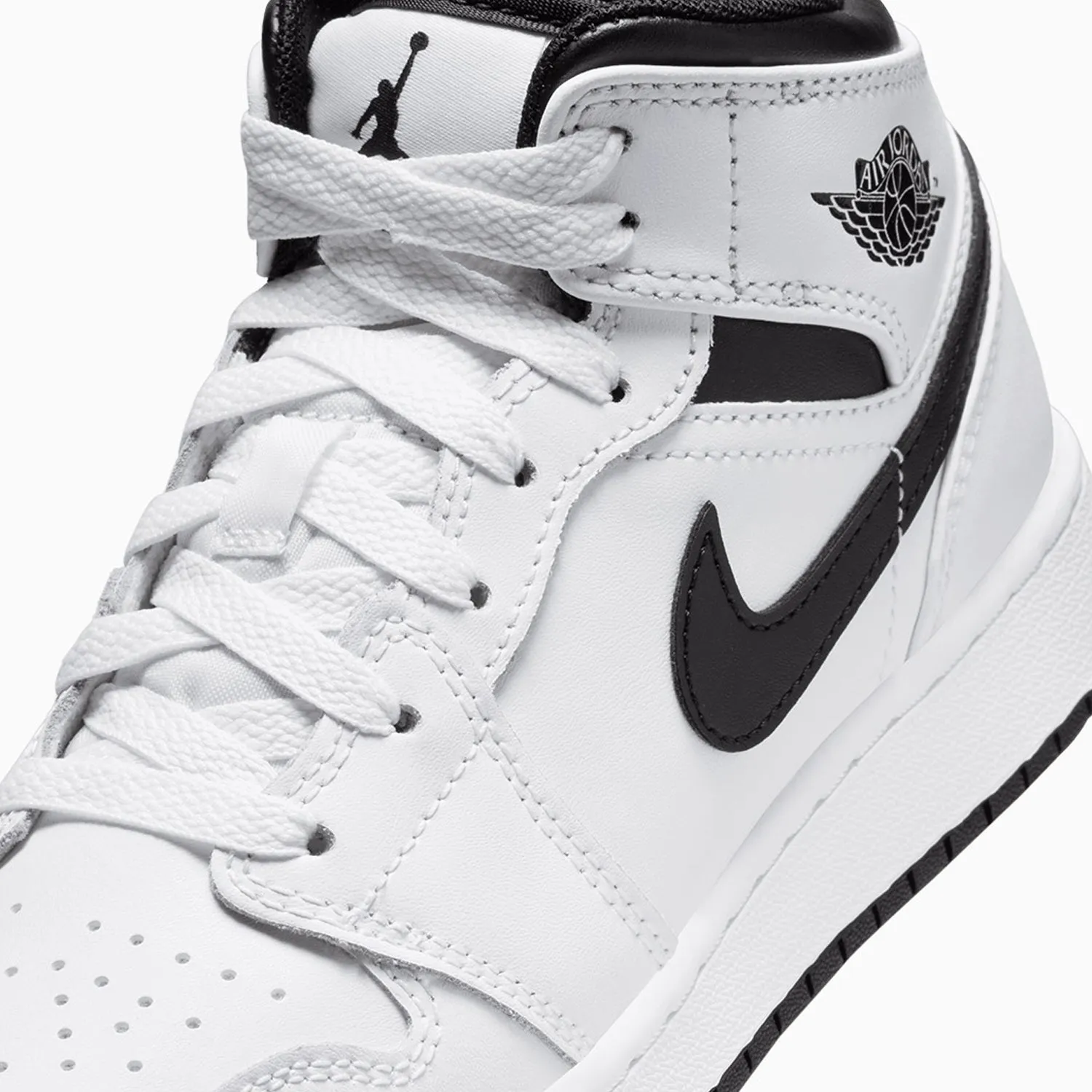 Kid's Air Jordan 1 Mid "White Black" Grade School