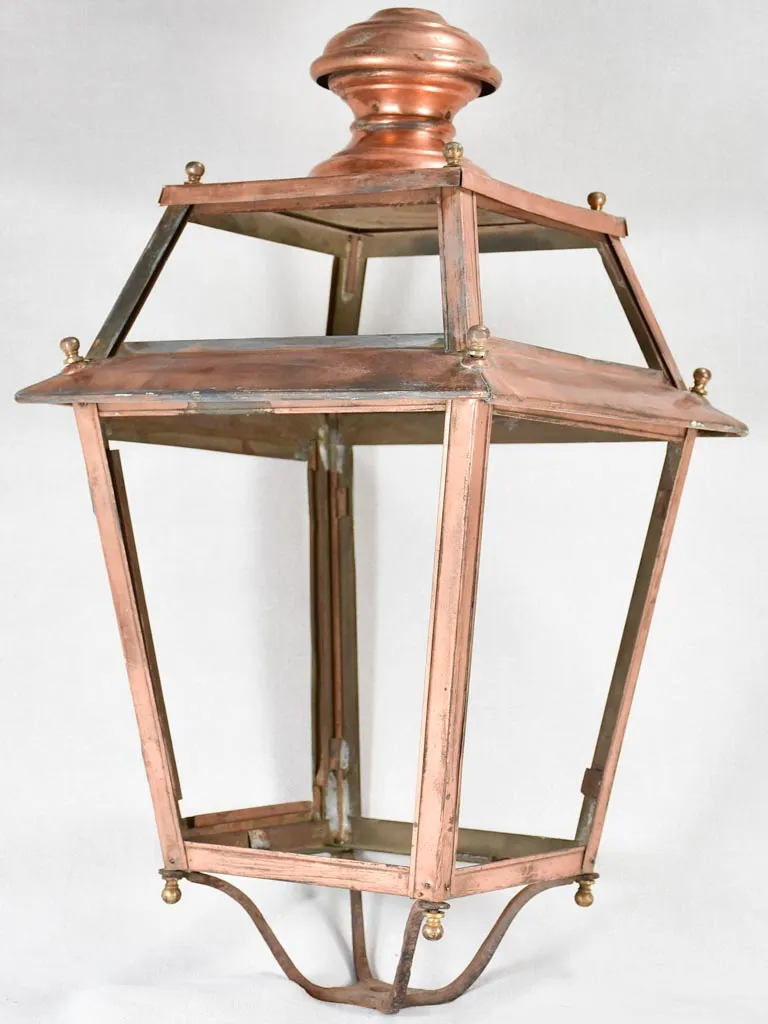 Large pair of antique French copper lanterns 28"