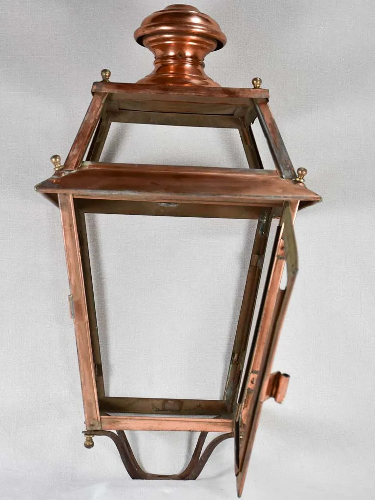 Large pair of antique French copper lanterns 28"