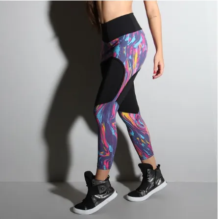 Legging - Covers Behind - Medium High Waist - Splash Color