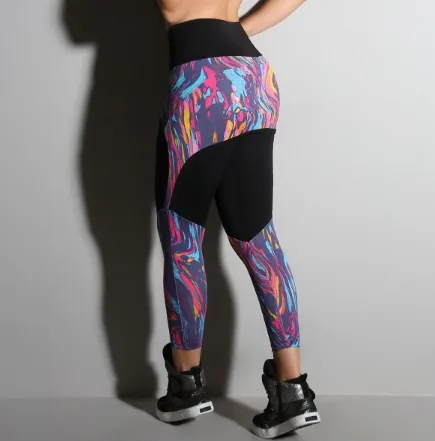 Legging - Covers Behind - Medium High Waist - Splash Color