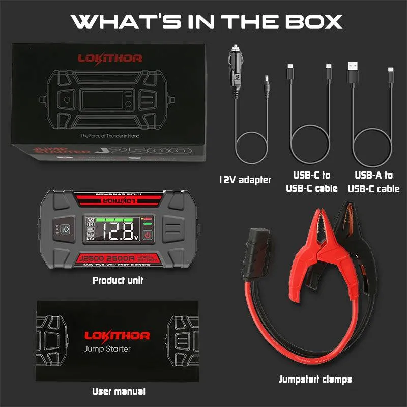 LOKITHOR J2500 Jump Starter with LiFePO4 Safety Battery 2500Amp