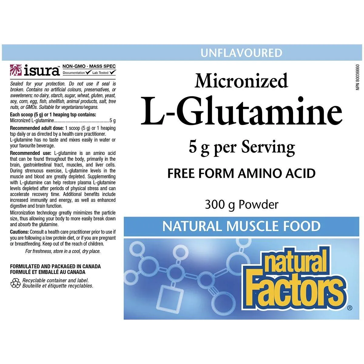 Natural Factors Micronized L-Glutamine Unflavoured 300g