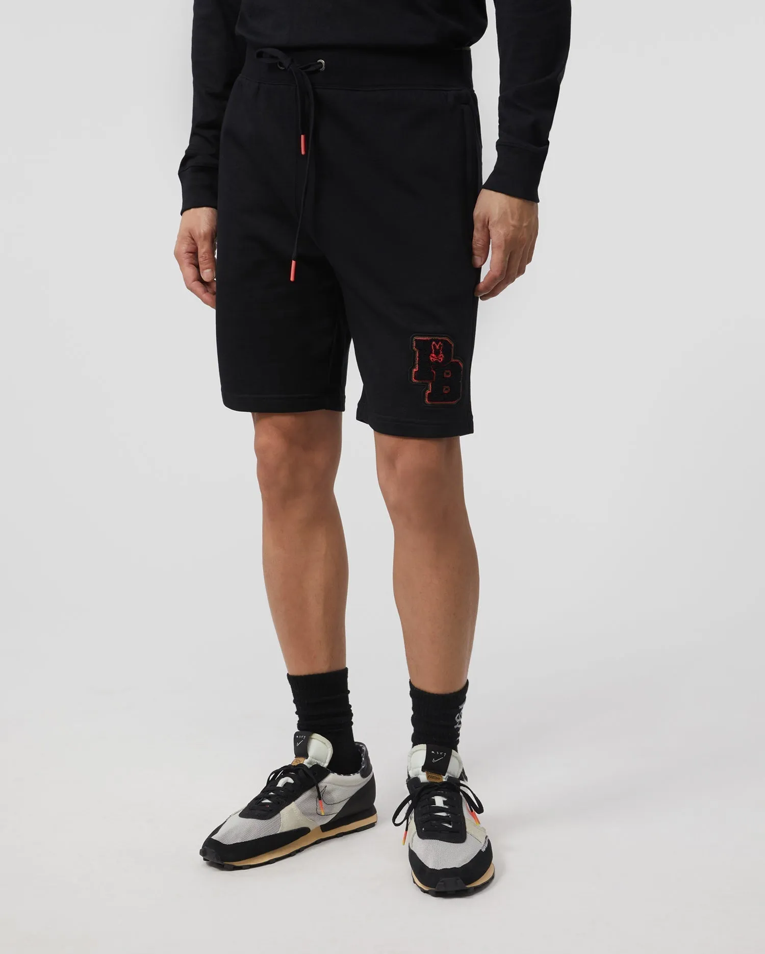 Psycho Bunny Mens Patchin Chenille Sweat Shorts - Black