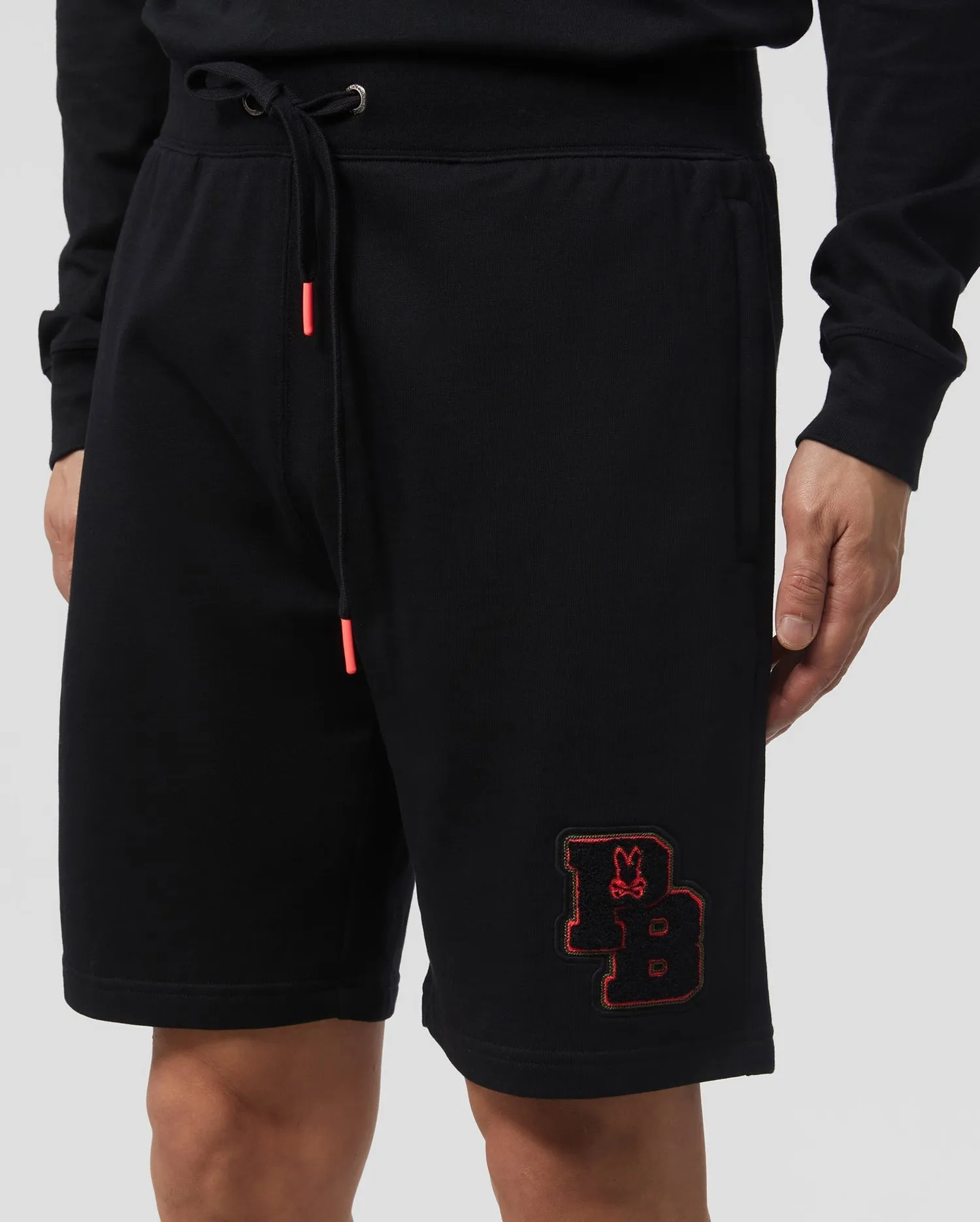 Psycho Bunny Mens Patchin Chenille Sweat Shorts - Black