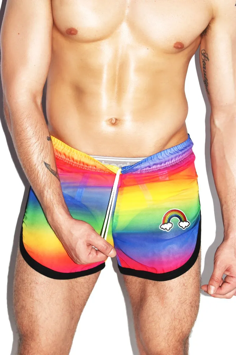 Rainbow Mesh Running Shorts- Multi