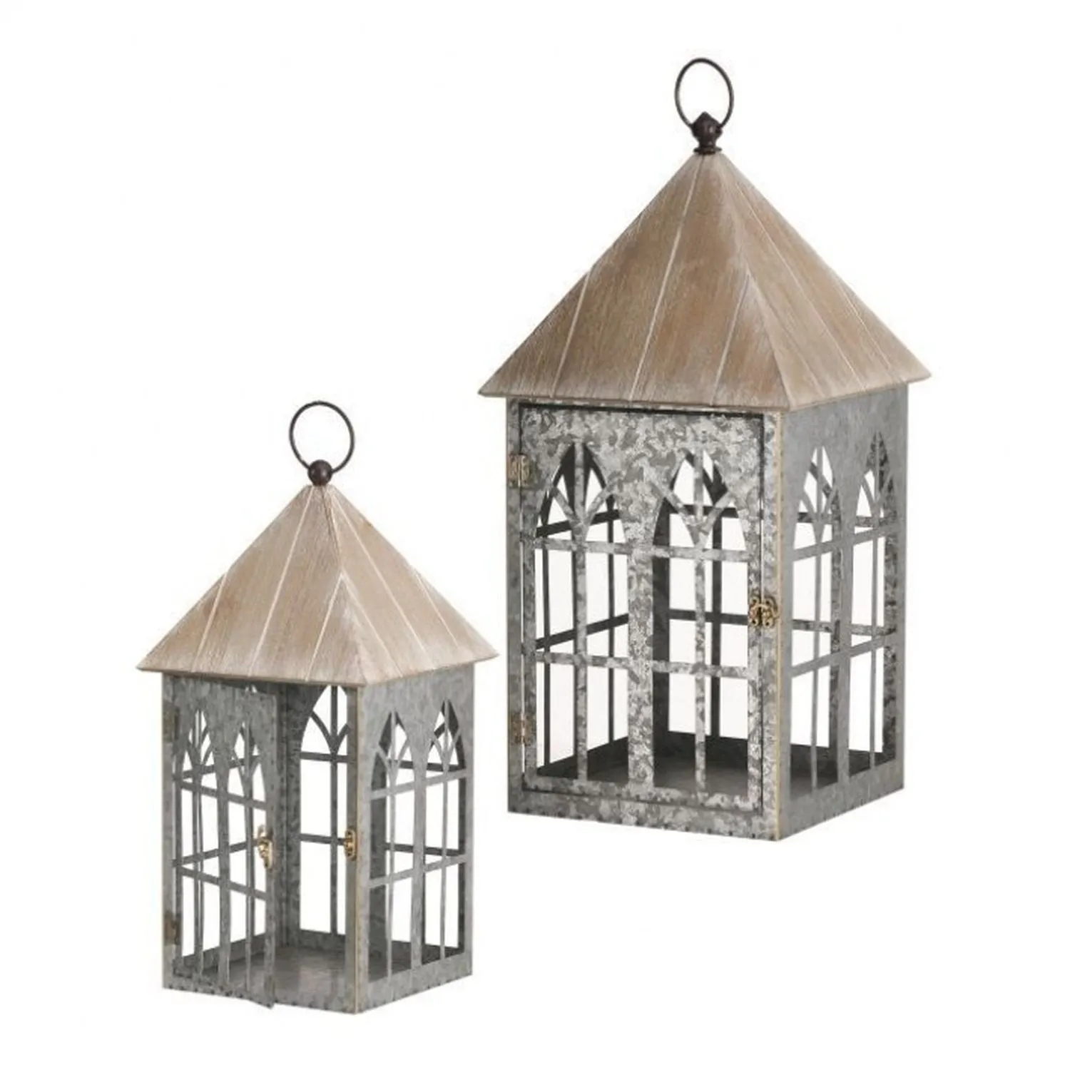 Regency International Metal and Wood Gazebo Lantern 16-21", Set of 2