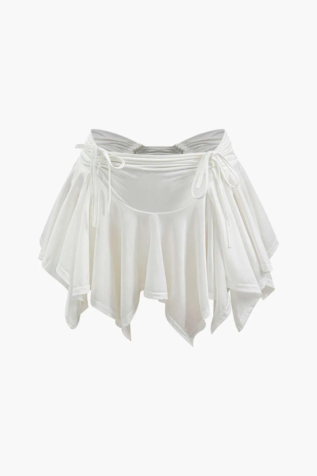 Ruched Drawstring Asymmetric Mini Skirt