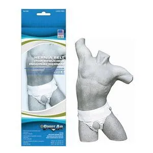 Sportaid Double Adjustable and Removable Hernia Truss, Men, White, Small