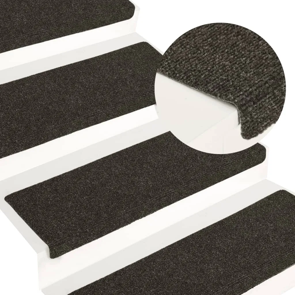 Stair Mats 15 pcs Needle Punch 65x21x4 cm Grey