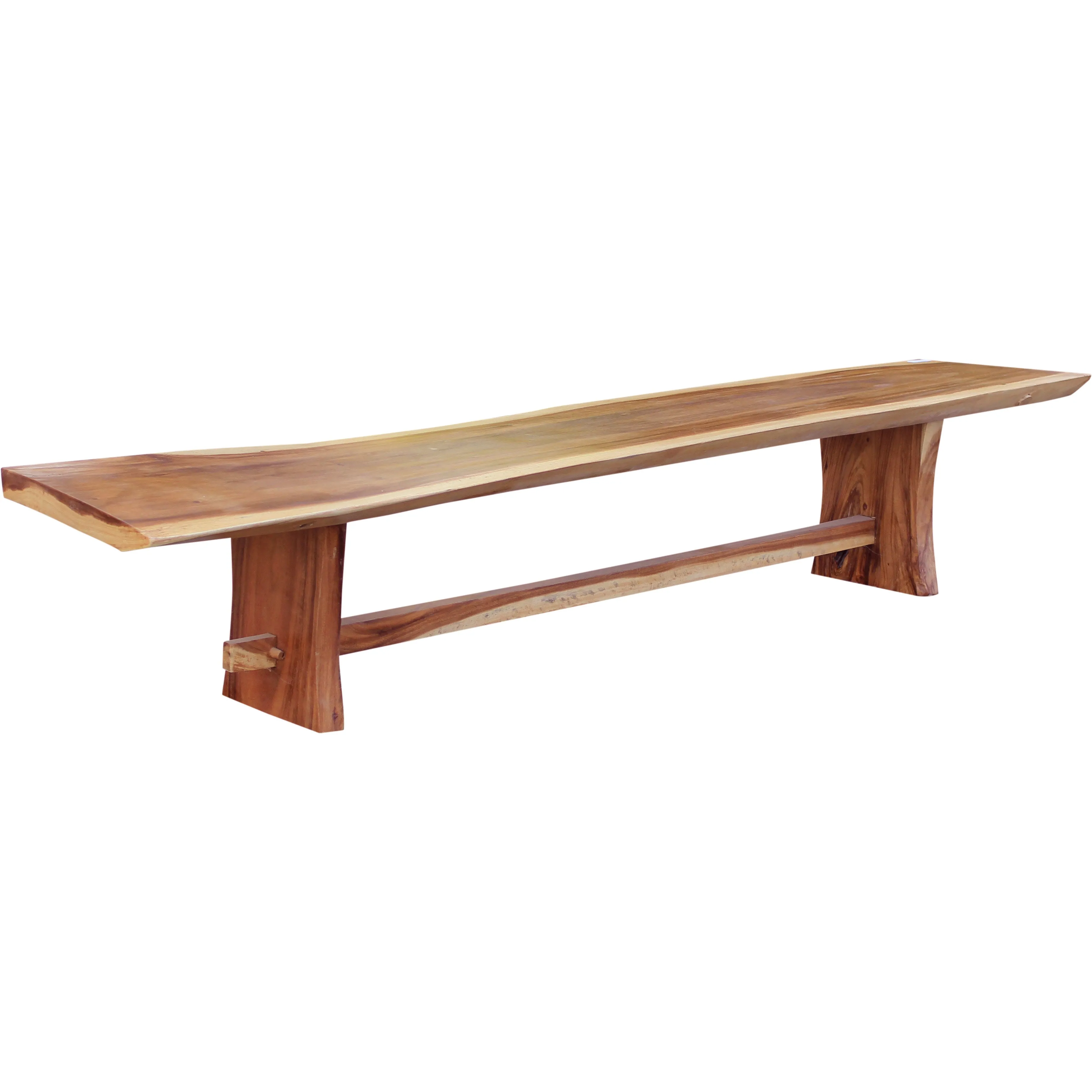 Suar Live Edge Slab Backless Bench, Approximately 118" Long