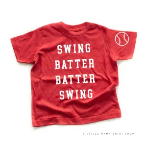 Swing Batter Batter Swing - Baseball Detail on Sleeve - Short Sleeve Child STAR Shirt