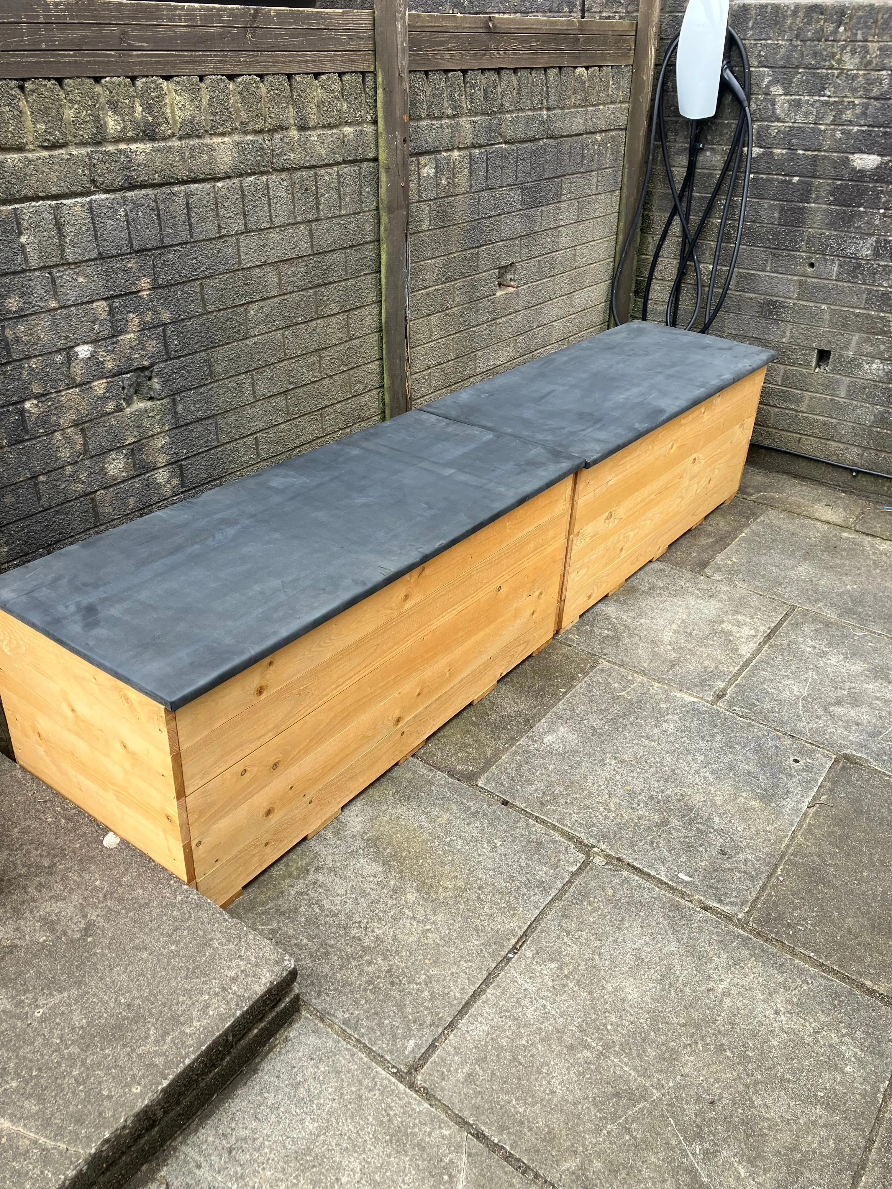 Two Recycling Storage Benches with EPDM rubber lids Cardiff