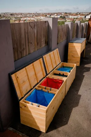 Two Recycling Storage Benches with EPDM rubber lids Cardiff