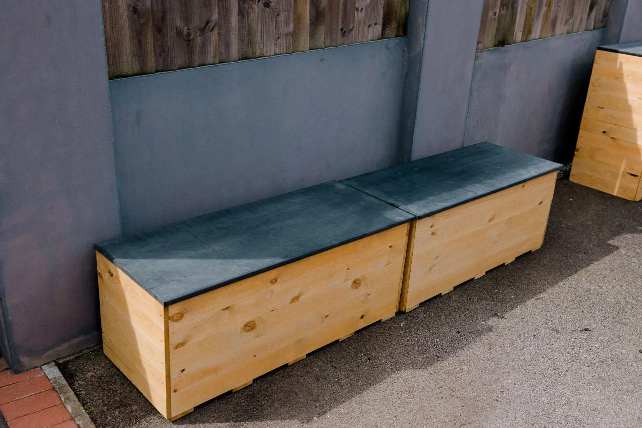 Two Recycling Storage Benches with EPDM rubber lids Cardiff