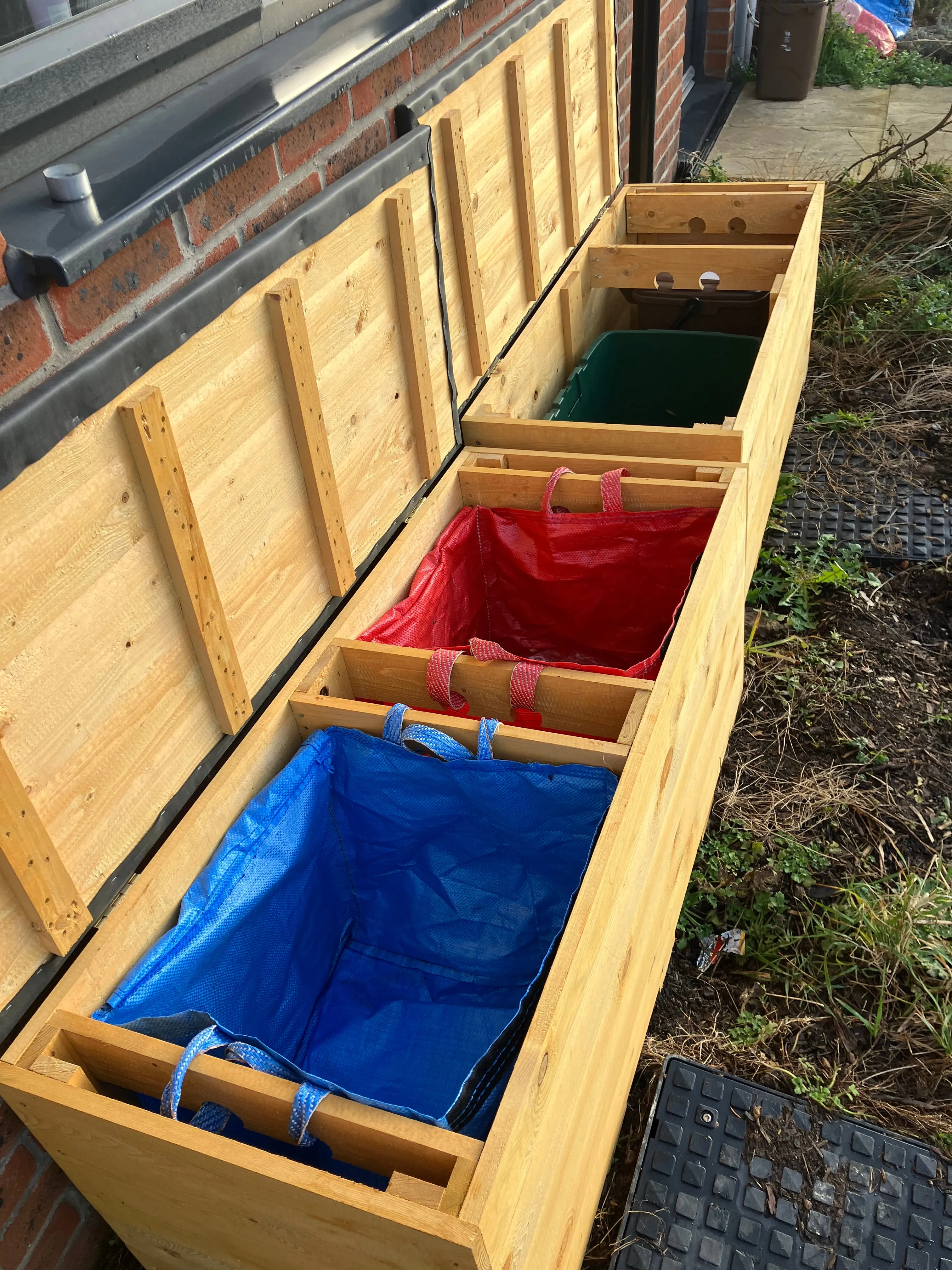 Two Recycling Storage Benches with EPDM rubber lids Cardiff