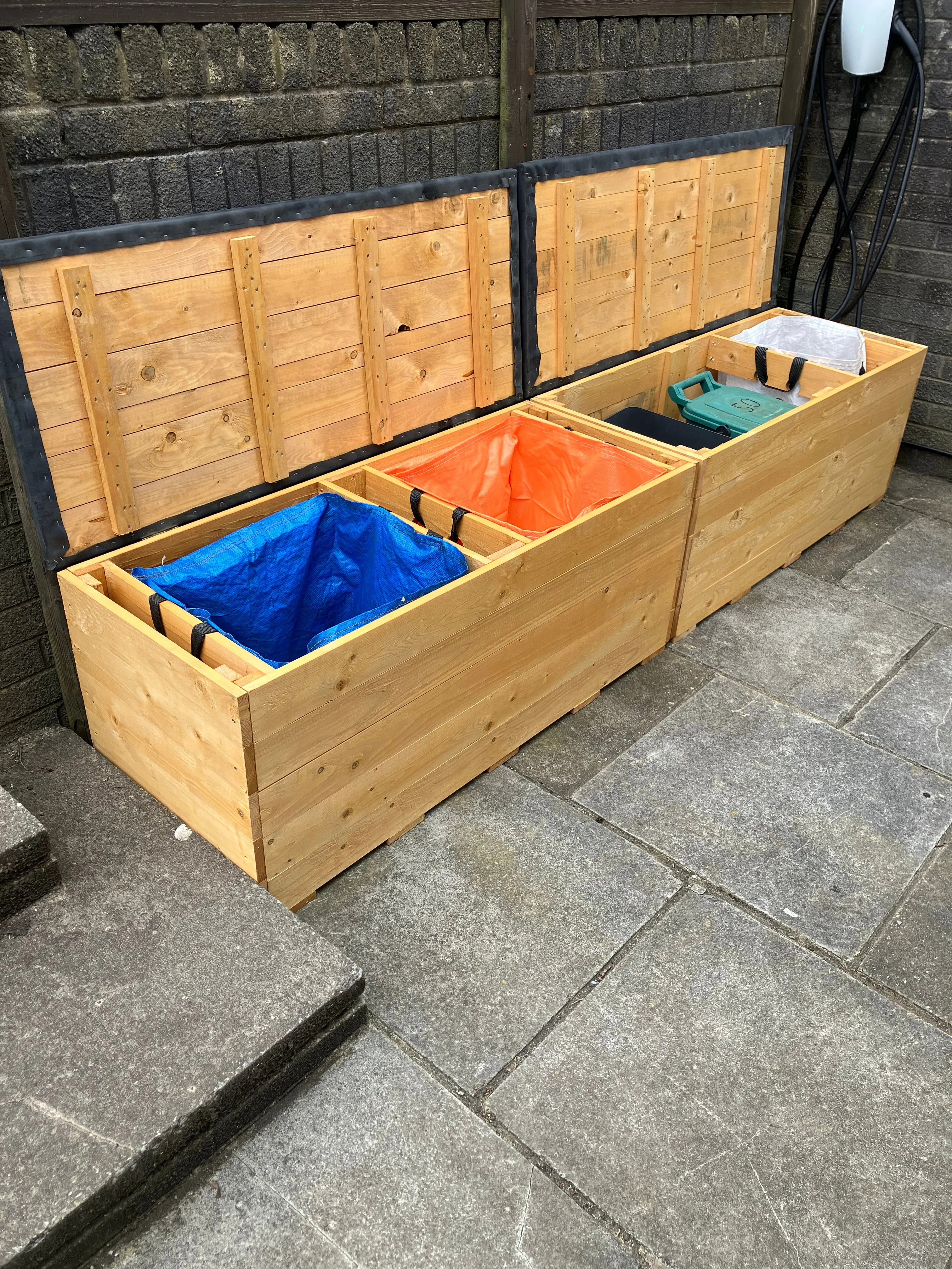 Two Recycling Storage Benches with EPDM rubber lids Cardiff