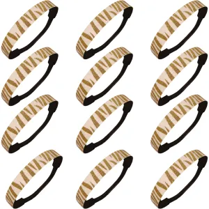 White and Gold Zebra Glitter Headbands - 12 Pack