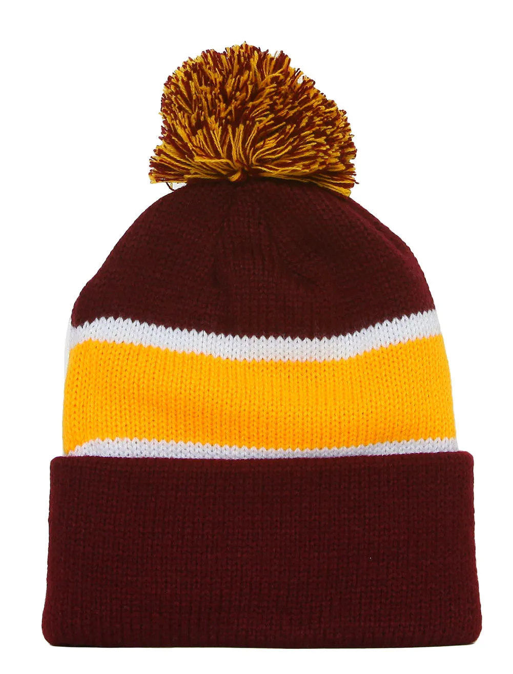 Winter Striped Beanie with Pom