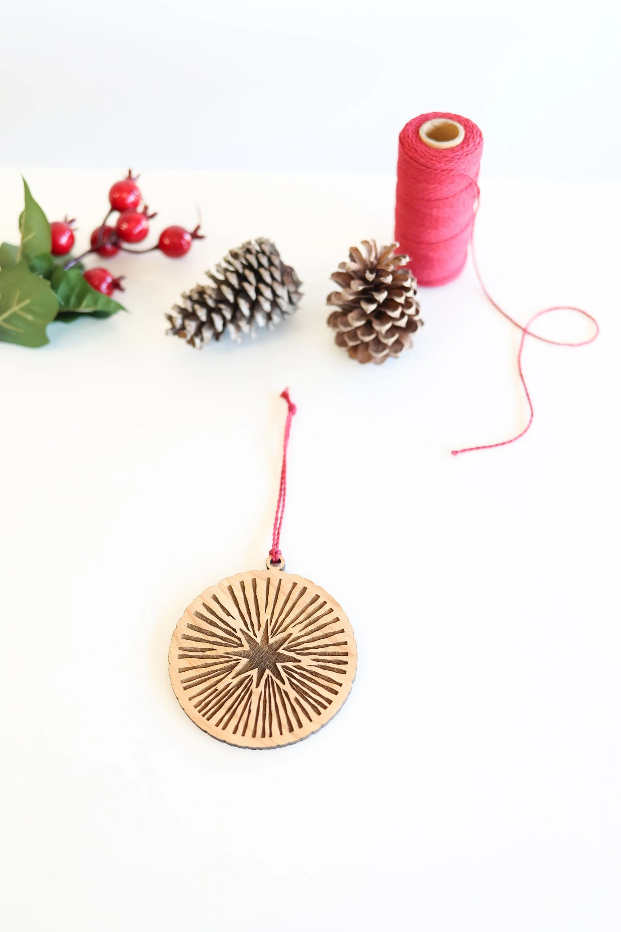 Wooden Starlight Circle Christmas Ornament